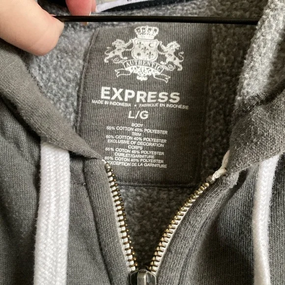Great Condition! Gray Zip-Up Hoodie from Express. - Picture 2 of 10